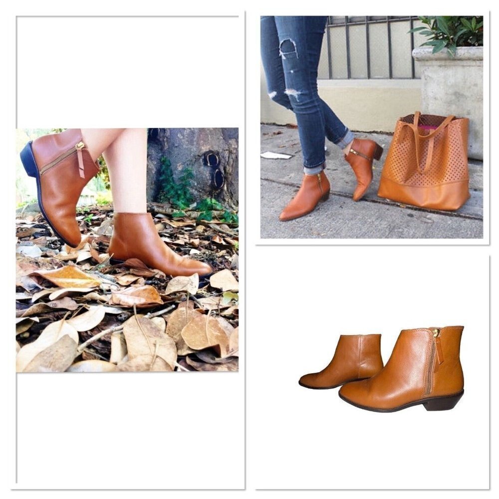 JCREW $228 Frankie Leather Ankle Boots Warm‎ Sepia Brown Size 7.5 Style e0537